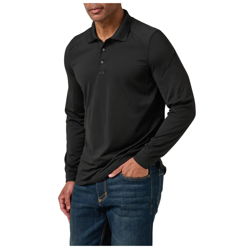 5.11 Helios Long Sleeve Mens Polo Shirt Black Outdoor Tactical Australia