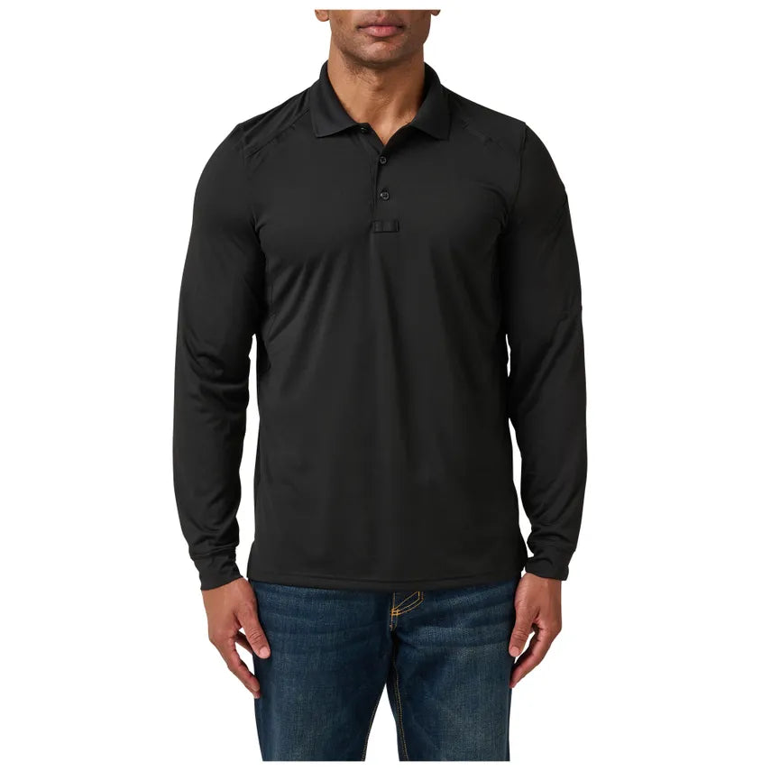 5.11 Helios Long Sleeve Mens Polo Shirt Black Outdoor Tactical Australia