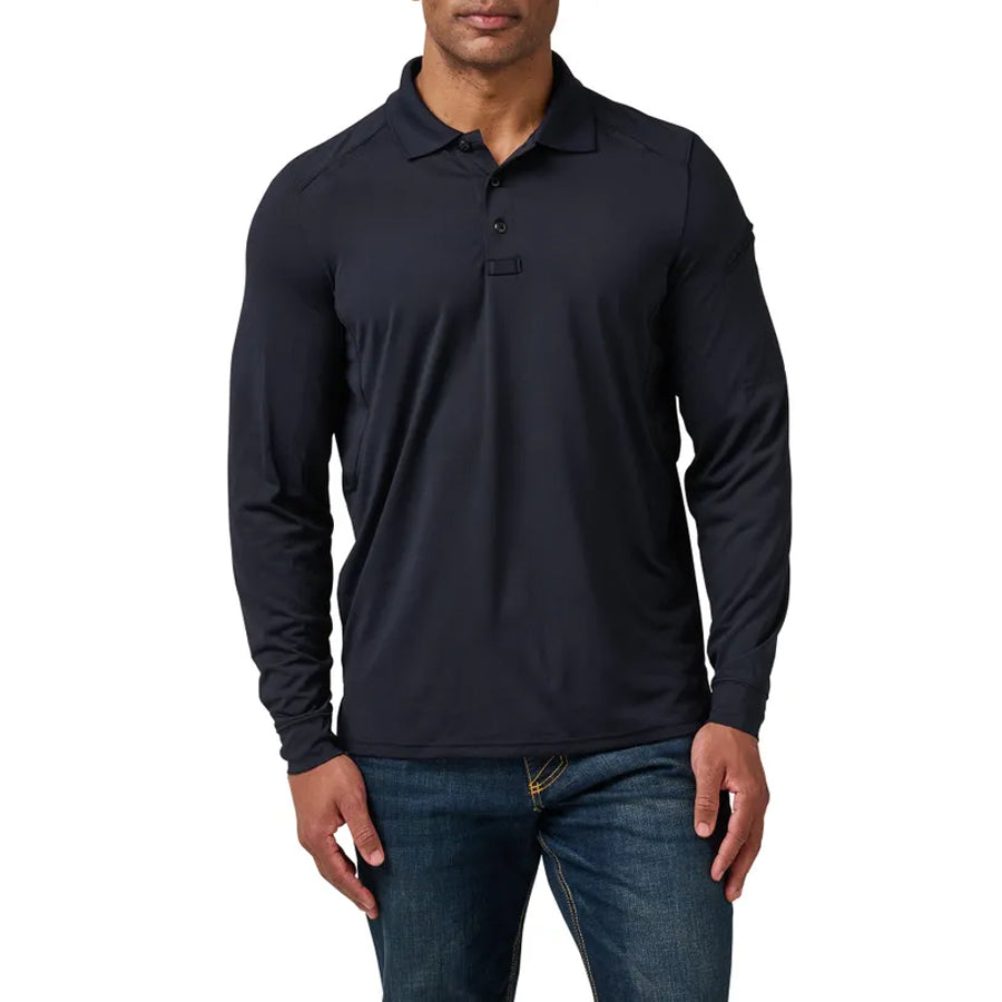 5.11 Helios Long Sleeve Mens Polo Shirt - Dark Navy Outdoor Tactical Australia