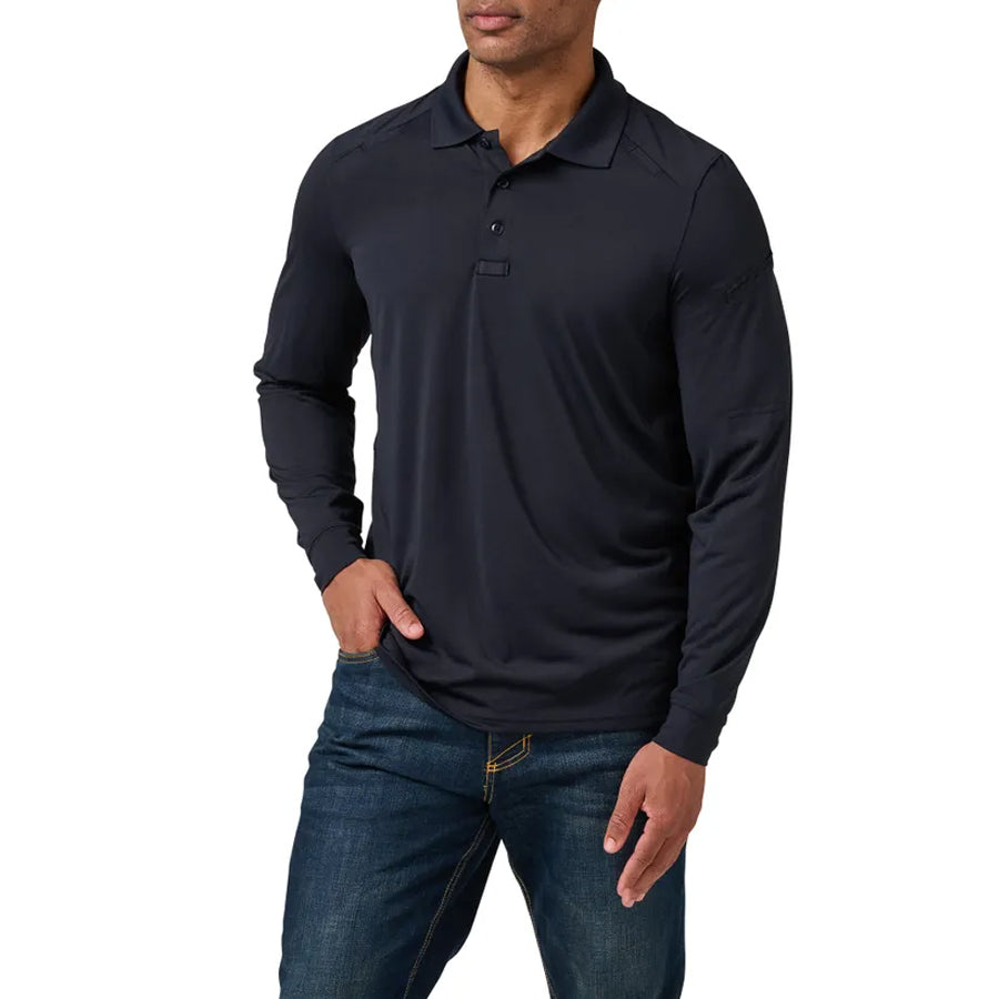 5.11 Helios Long Sleeve Mens Polo Shirt - Dark Navy Outdoor Tactical Australia