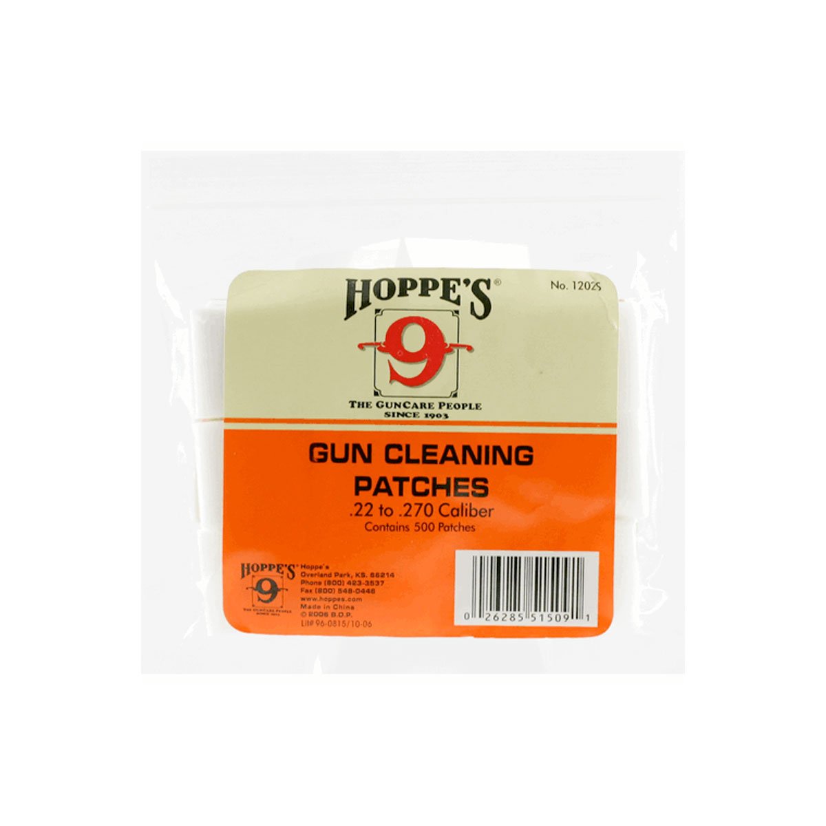 Hoppe's Gun Cleaning Patches for .22 to .270 / .38 to .45 caliber and .410 to 20 gauge Pack of 500 .22 to .270 Outdoor Tactical Australia