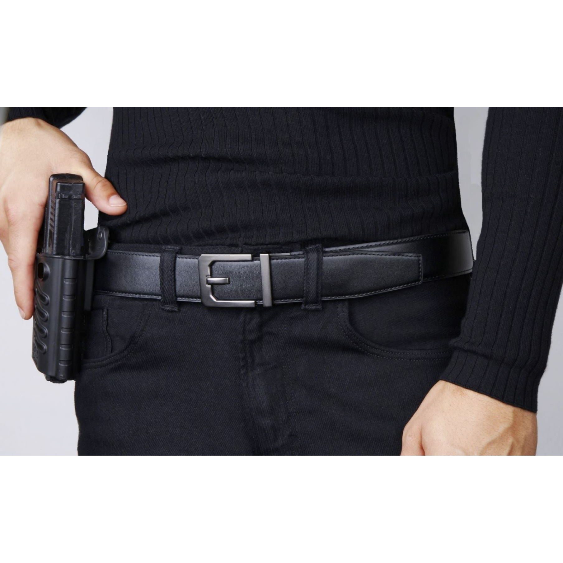 KORE Essentials Leather 1.5" Gun Belt Black with X3 Gunmetal Buckle Outdoor Tactical Australia