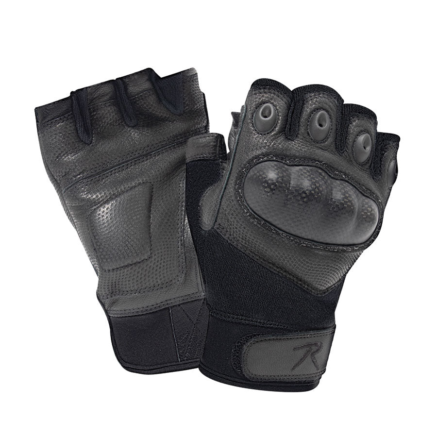 Milspec Fingerless Cut Resistant Carbon Hard Knuckle Gloves - Black Small Outdoor Tactical Australia