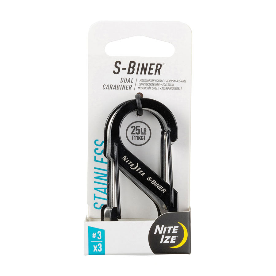 Nite Ize S-Biner Dual Carabiner Stainless Steel #3 3 Pack Black/Stainless Outdoor Tactical Australia