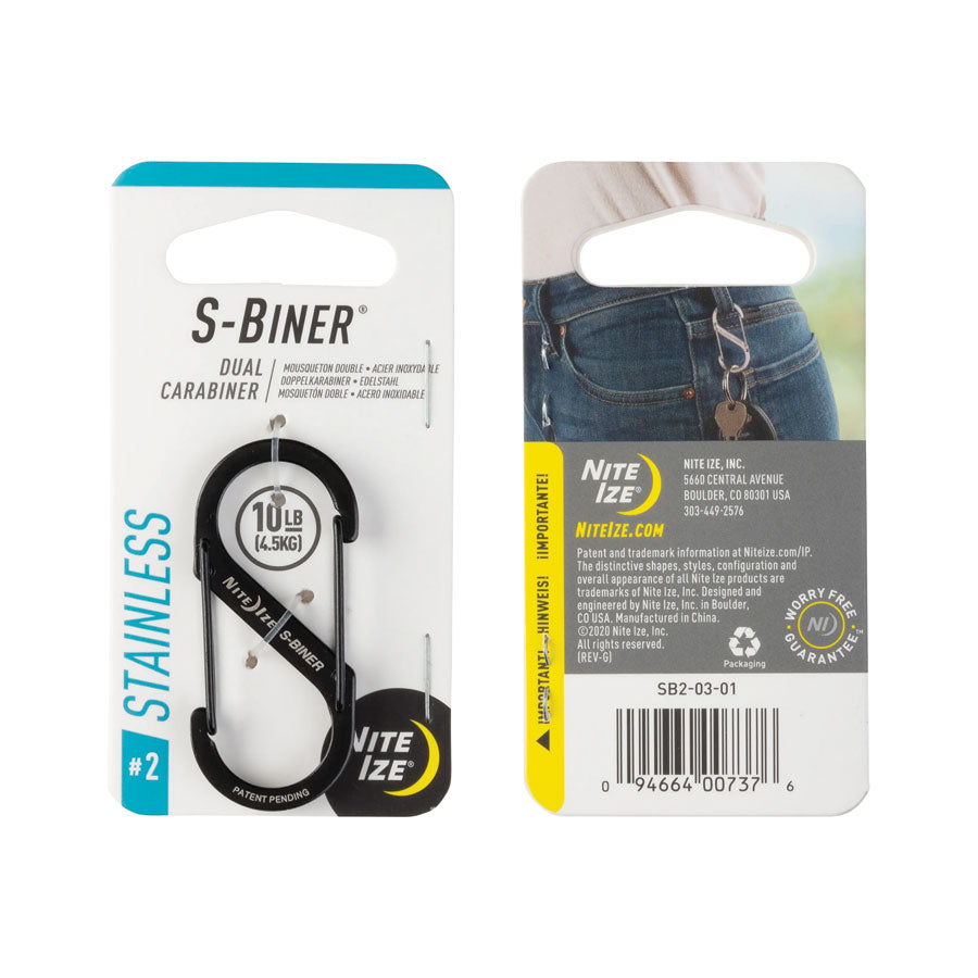 Nite Ize S-Biner Dual Carabiner Stainless Steel #2 Single Black Outdoor Tactical Australia