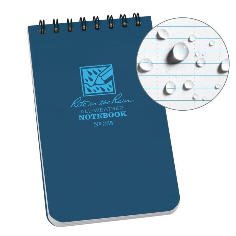 Rite in the Rain No235 Top Spiral 3x5 Notebook Universal Blue Outdoor Tactical Australia