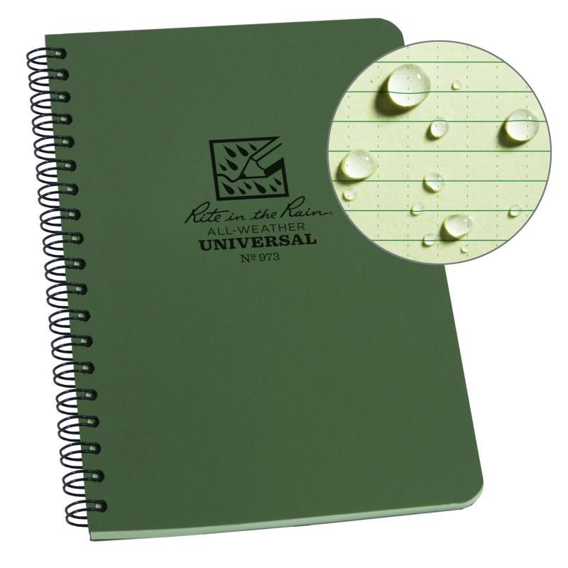 Rite in the Rain No973 Side Spiral Notebook Universal Green Outdoor Tactical Australia