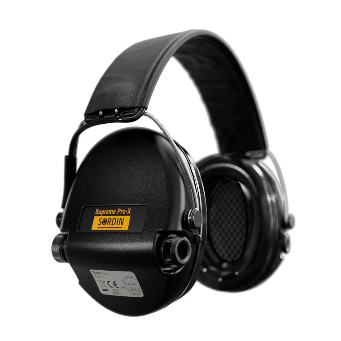 Sordin Supreme Pro-X Electronic Hearing Protection - Black Leather Headband Black Cup Colour Outdoor Tactical Australia