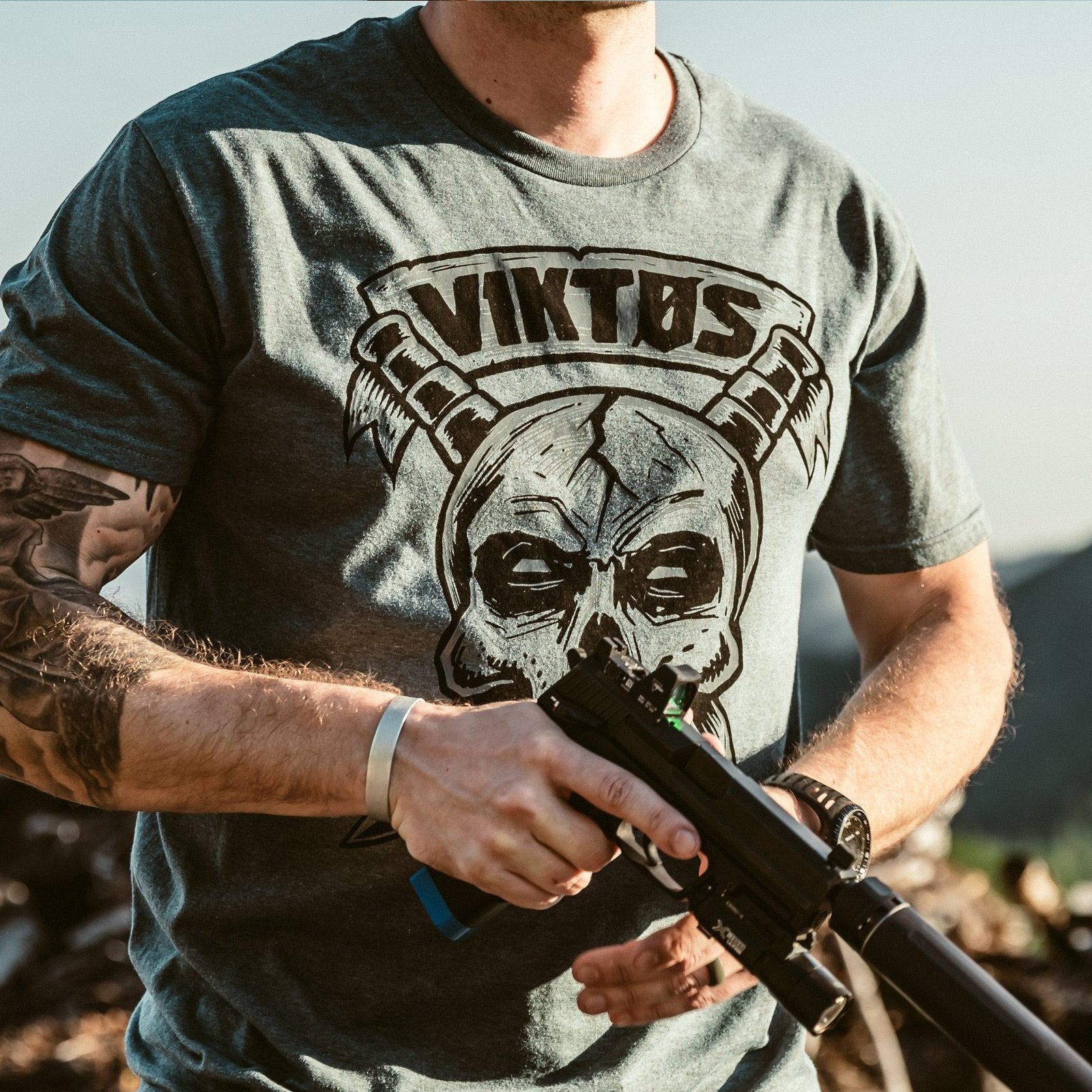 VIKTOS Kbarred Tee Jade Black Heather Outdoor Tactical Australia
