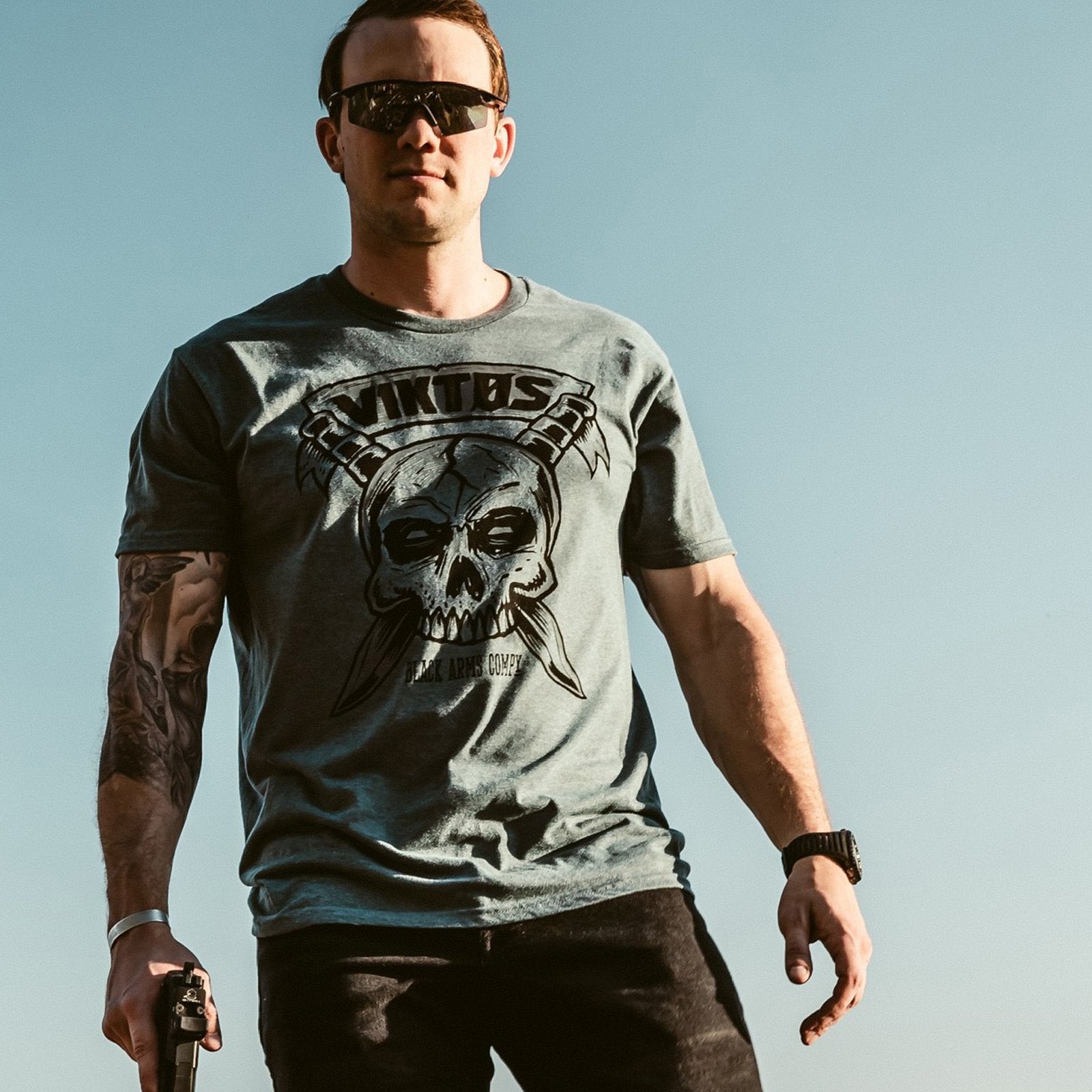 VIKTOS Kbarred Tee Jade Black Heather Outdoor Tactical Australia