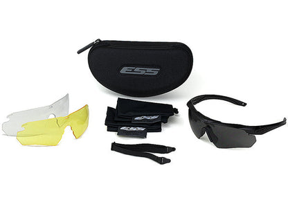 ESS Crossbow Eyewear Black Frame 3 Lenses - Clear / Smoke Gray / Hi-Def Yellow Outdoor Tactical Australia