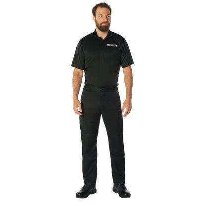 MilSpec Moisture Wicking Security Polo Shirt Black with White Lettering Outdoor Tactical Australia