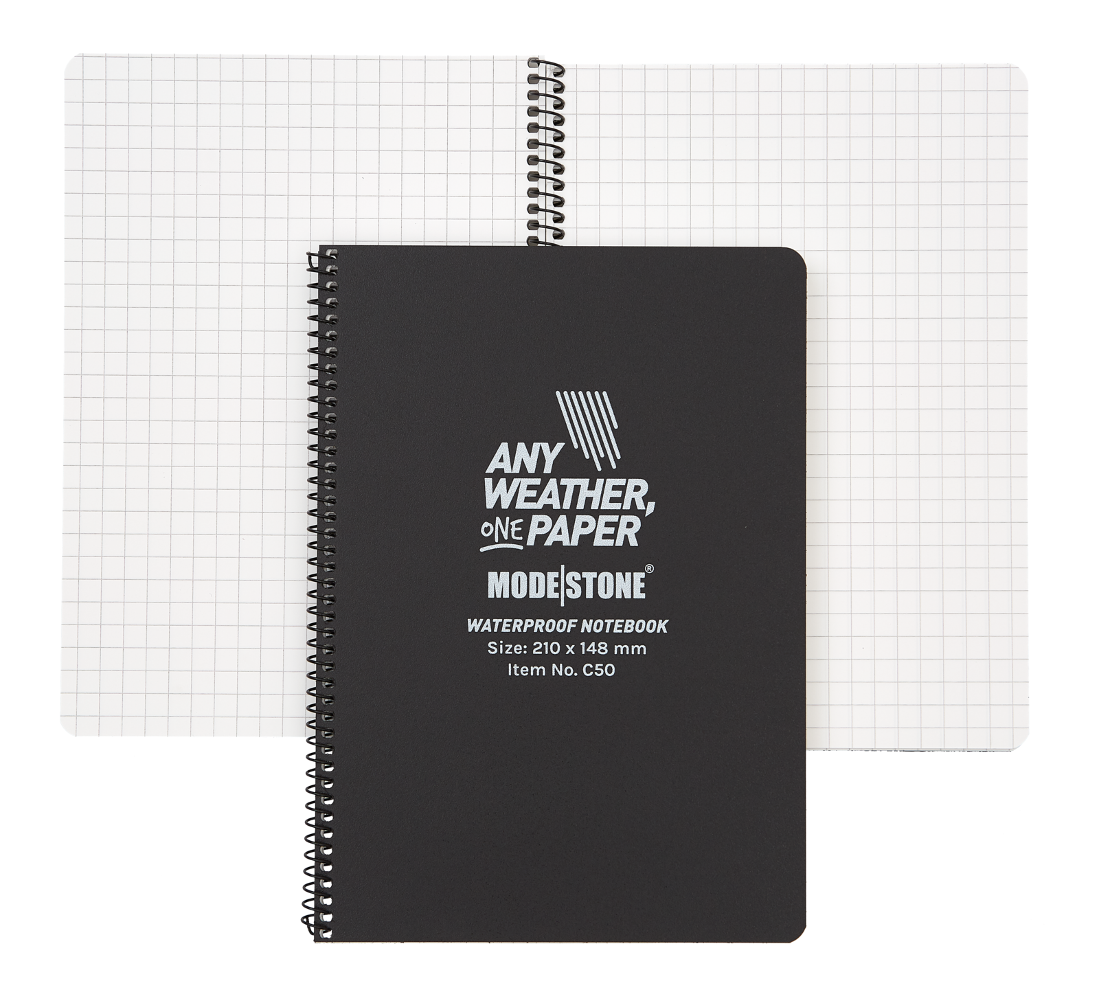 Modestone C50 Side Spiral Notepad A5 148x210mm 50 Sheets Black Outdoor Tactical Australia