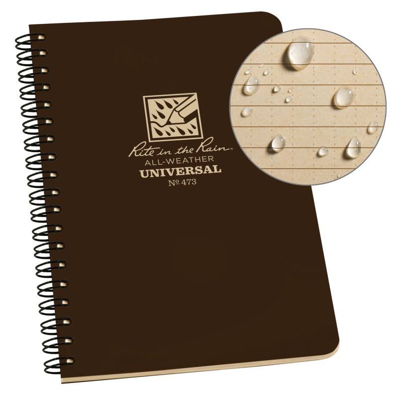Rite in the Rain No473 Side Spiral Notebook Universal Brown Outdoor Tactical Australia
