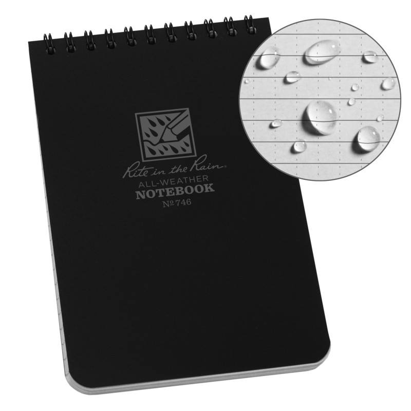 Rite in the Rain No.746 Top Spiral 4x6 Notebook Universal Black Outdoor Tactical Australia