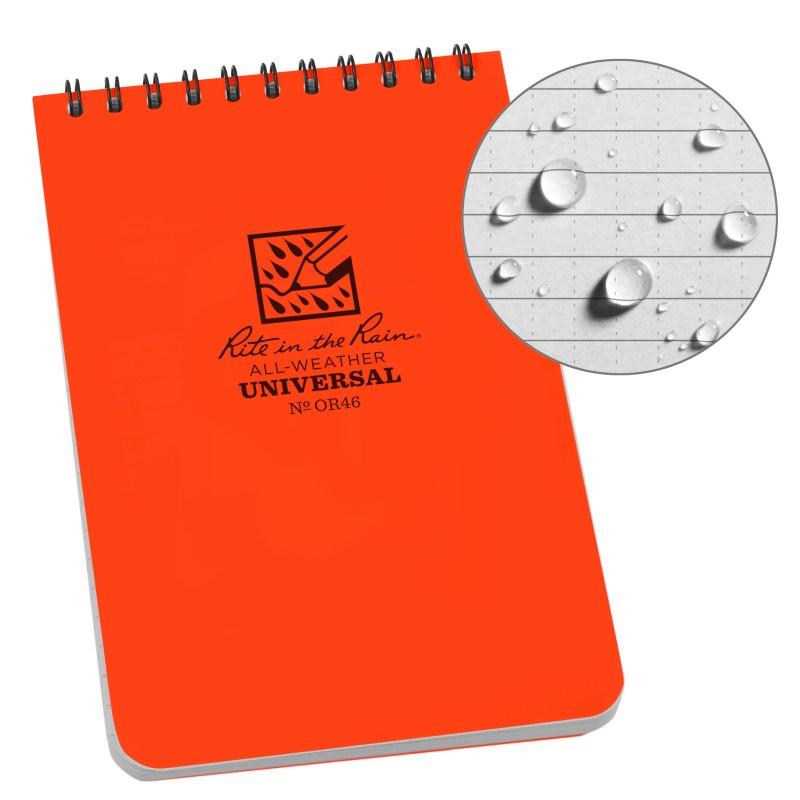 Rite in the Rain NoOR46 Top Spiral 4x6 Notebook Universal Orange Outdoor Tactical Australia