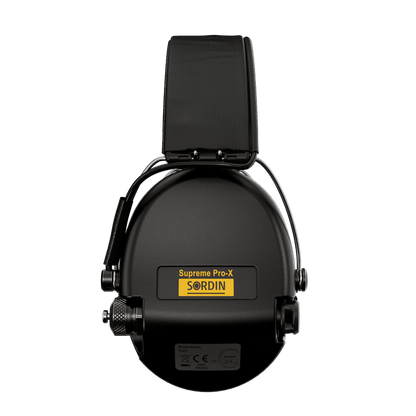 Sordin Supreme Pro-X Electronic Hearing Protection - Black Leather Headband Black Cup Colour Outdoor Tactical Australia
