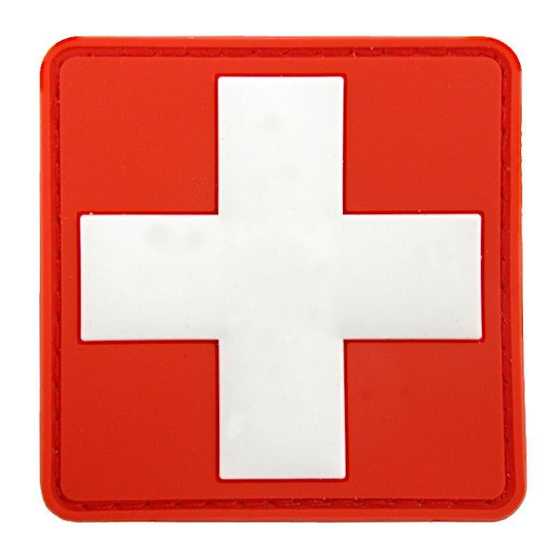 Tactical Gear FIrst Aid Velcro PVC Patch with White Cross on Red Outdoor Tactical Australia